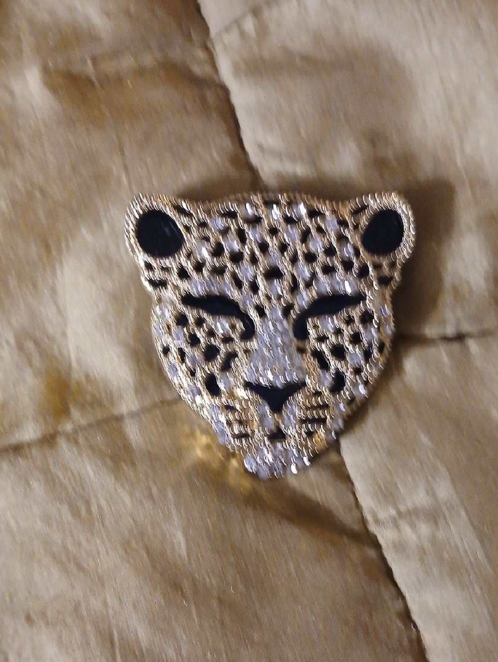 Gold and Black Leopard Head Pin
